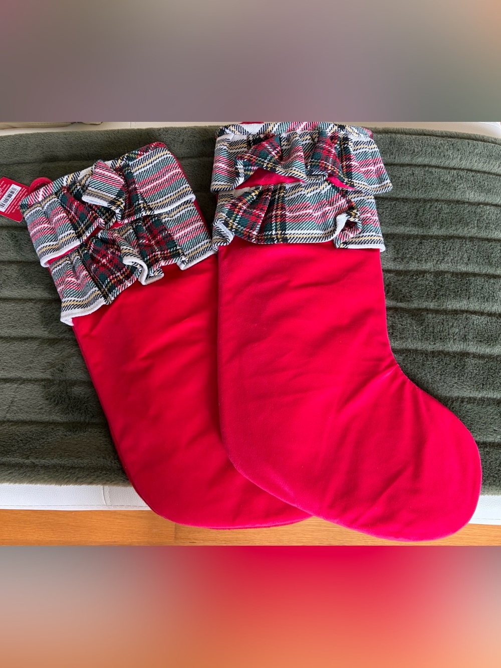Red Velvet/Plaid Christmas Stockings